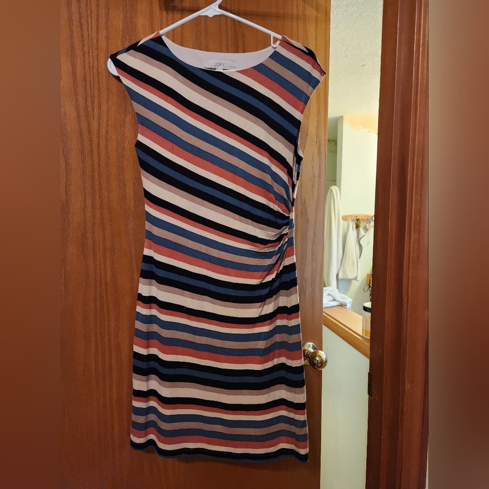 LOFT Multicolor Striped Mini Dress Petite